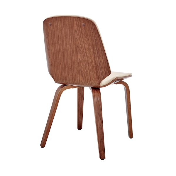 Armen Living Brinley Cream Faux Leather and Walnut Wood Dining Room Accent Chair - LCBNSIWACR