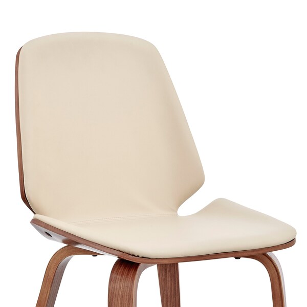 Armen Living Brinley Cream Faux Leather and Walnut Wood Dining Room Accent Chair - LCBNSIWACR