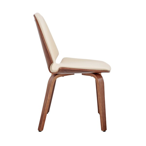 Armen Living Brinley Cream Faux Leather and Walnut Wood Dining Room Accent Chair - LCBNSIWACR