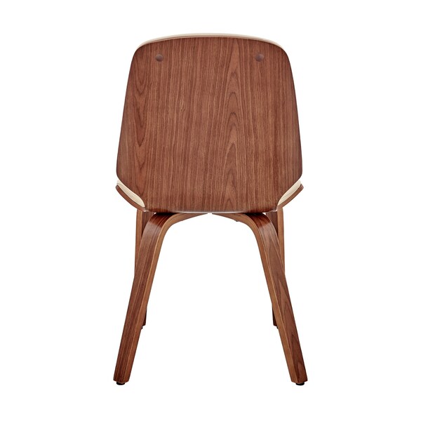 Armen Living Brinley Cream Faux Leather and Walnut Wood Dining Room Accent Chair - LCBNSIWACR