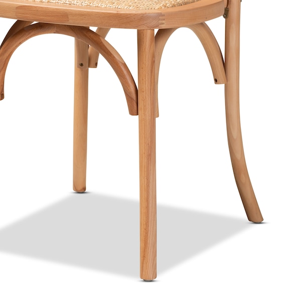 Baxton Studio Tartan Mid-Century Brown Woven Rattan and Wood Dining Chair Set(2PC) PR - 195-2PC-12390-ZORO