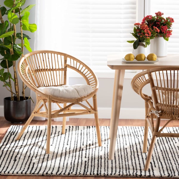 Baxton Studio Adrina Modern Bohemian Natural Brown Rattan Dining Chair - 210-12713