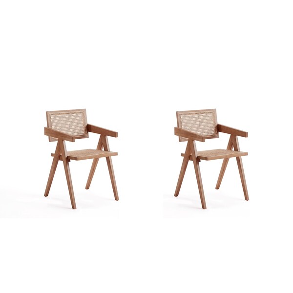 Manhattan Comfort Hamlet Dining Arm Chair in Nature Cane, Set of 2 - 2-DCCA09-NA