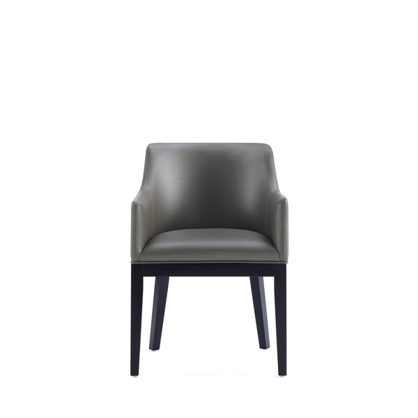 Manhattan Comfort Gansevoort Faux Leather Dining Armchair in Pebble Grey - Set of 2 - 2-DC051AR-PE