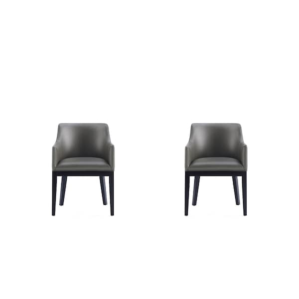 Manhattan Comfort Gansevoort Faux Leather Dining Armchair in Pebble Grey - Set of 2 - 2-DC051AR-PE