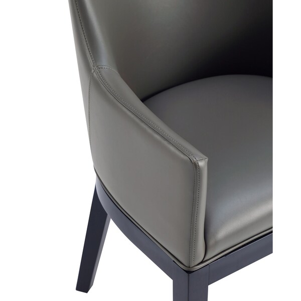 Manhattan Comfort Gansevoort Faux Leather Dining Armchair in Pebble Grey - Set of 2 - 2-DC051AR-PE