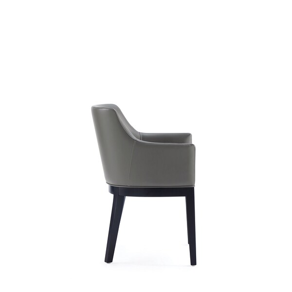 Manhattan Comfort Gansevoort Faux Leather Dining Armchair in Pebble Grey - Set of 2 - 2-DC051AR-PE