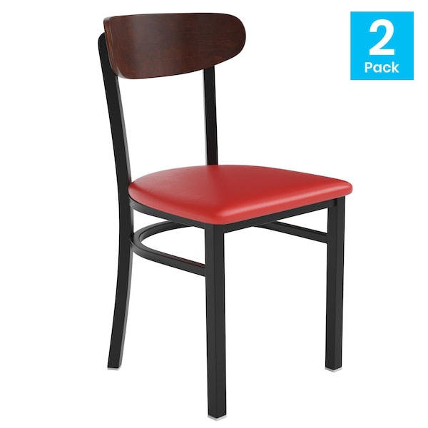 Flash Furniture Red Vinyl Dining Chairs - Natural Wood Backs, 2PK - 2-XU-DG6V5RDV-WAL-GG