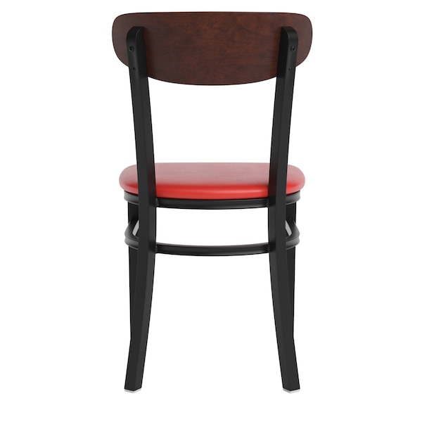 Flash Furniture Red Vinyl Dining Chairs - Natural Wood Backs, 2PK - 2-XU-DG6V5RDV-WAL-GG