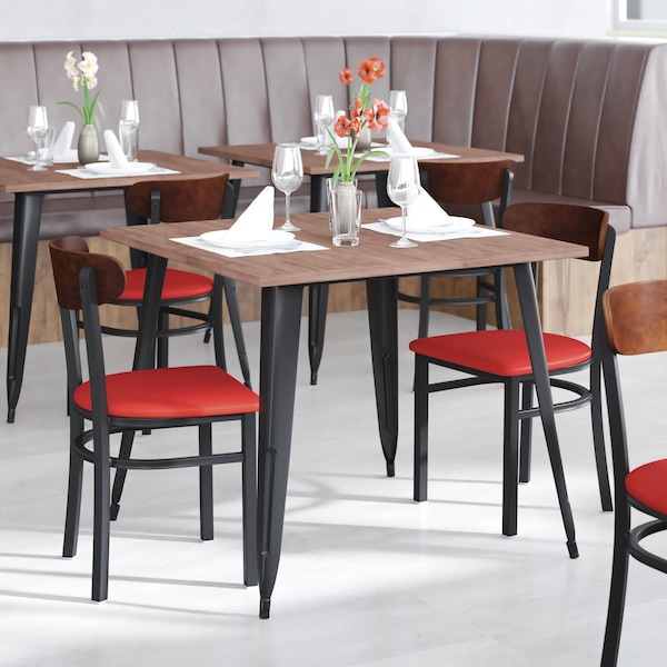 Flash Furniture Red Vinyl Dining Chairs - Natural Wood Backs, 2PK - 2-XU-DG6V5RDV-WAL-GG