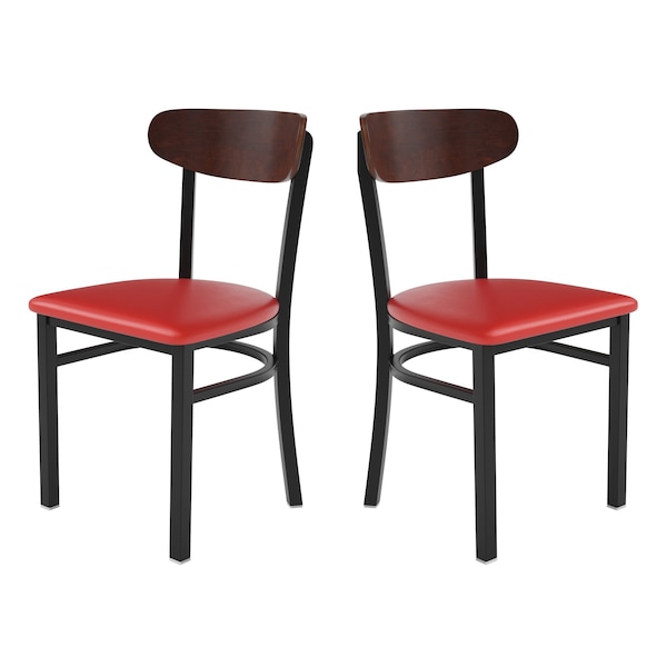 Flash Furniture Red Vinyl Dining Chairs - Natural Wood Backs, 2PK - 2-XU-DG6V5RDV-WAL-GG