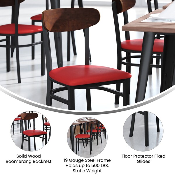 Flash Furniture Red Vinyl Dining Chairs - Natural Wood Backs, 2PK - 2-XU-DG6V5RDV-WAL-GG