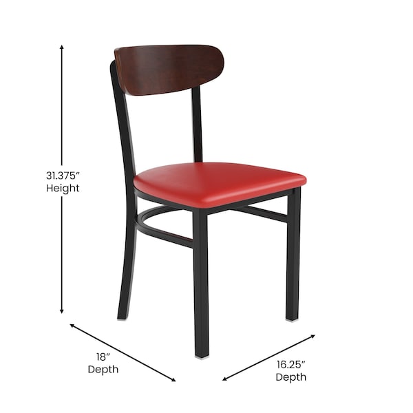Flash Furniture Red Vinyl Dining Chairs - Natural Wood Backs, 2PK - 2-XU-DG6V5RDV-WAL-GG