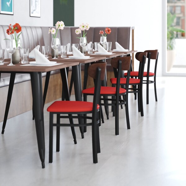 Flash Furniture Red Vinyl Dining Chairs - Natural Wood Backs, 2PK - 2-XU-DG6V5RDV-WAL-GG