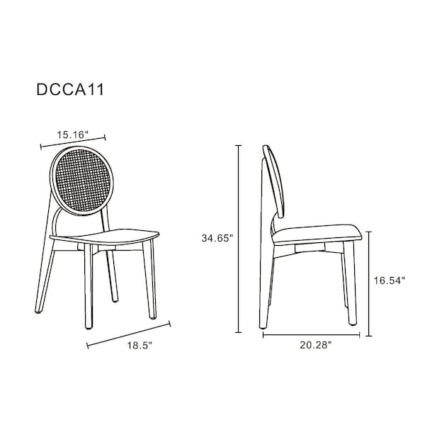 Manhattan Comfort Versailles Round Dining Chair in Nature Cane, Set of 2 - DCCA11-NA