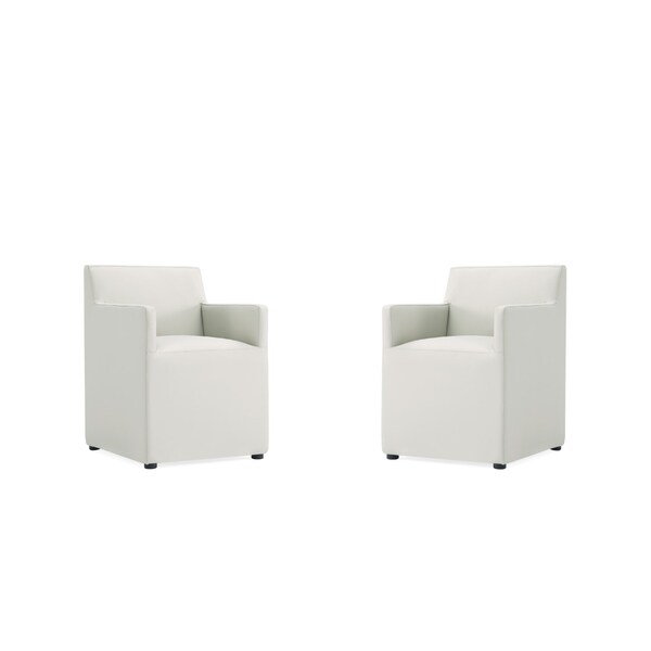 Manhattan Comfort Anna Square Faux Leather Dining Chair in Light Stone Grey - Set of 2 - 2-DC058AR-ST
