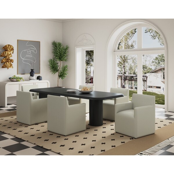 Manhattan Comfort Anna Square Faux Leather Dining Chair in Light Stone Grey - Set of 2 - 2-DC058AR-ST