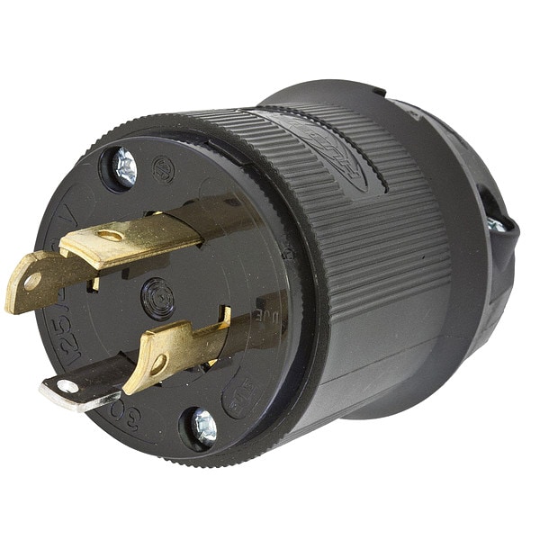 Hubbell 30A Locking Plug 3P 4W 125/250VAC L14-30P BK - HBL2711BK