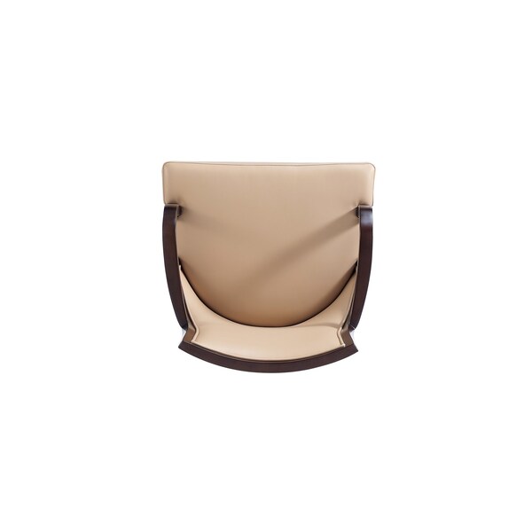 Manhattan Comfort Grand Faux Leather and Velvet Dining Armchair in Tan with Beech Wood Frame - Set of 2 - 2-DC048AR-TN