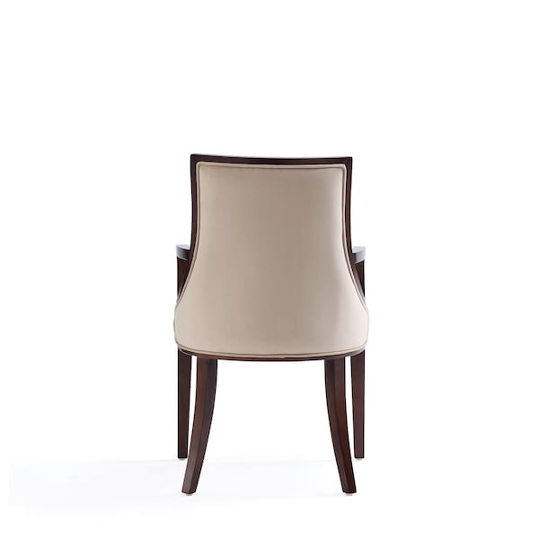 Manhattan Comfort Grand Faux Leather and Velvet Dining Armchair in Tan with Beech Wood Frame - Set of 2 - 2-DC048AR-TN
