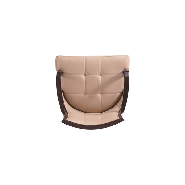 Manhattan Comfort Fifth Avenue Faux Leather and Velvet Dining Armchair in Tan and Walnut - DC008AR-TN
