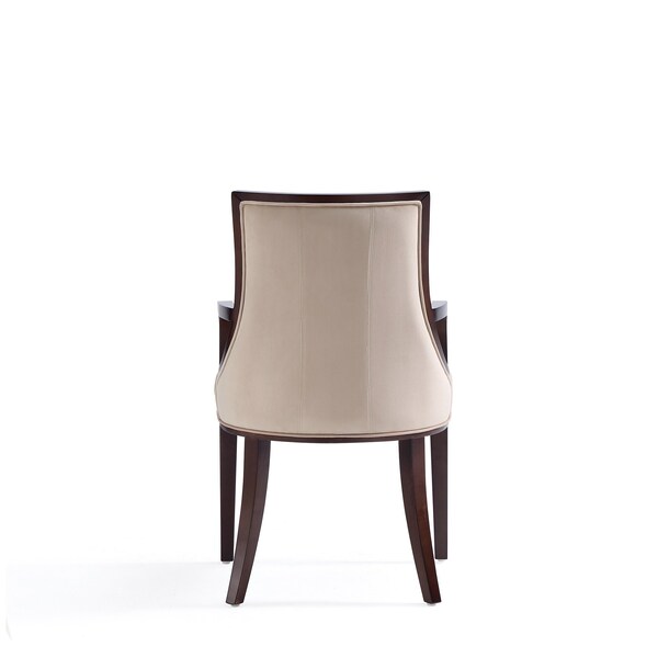 Manhattan Comfort Fifth Avenue Faux Leather and Velvet Dining Armchair in Tan and Walnut - DC008AR-TN