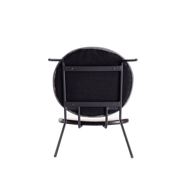 Manhattan Comfort Jardin Dining Chair in Black  with Cane and Grey Upholstered Seating, Set of 2 - DCCA06-GY
