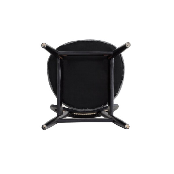 Manhattan Comfort Colbert Dining Chair in Black and Cane with Grey Upholstered Seating, Set of 2 - DCCA02-GY