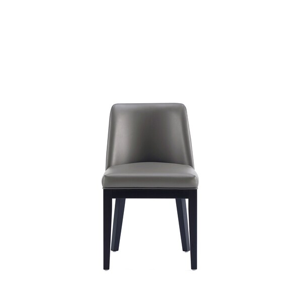 Manhattan Comfort Gansevoort Faux Leather Dining Chair in Pebble Grey - Set of 2 - DC051-PE