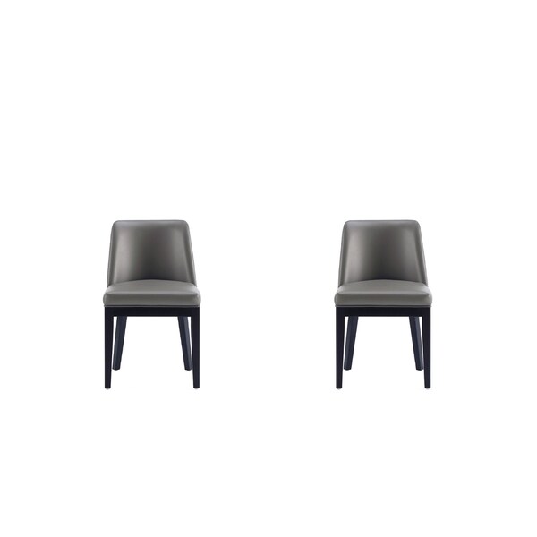 Manhattan Comfort Gansevoort Faux Leather Dining Chair in Pebble Grey - Set of 2 - DC051-PE