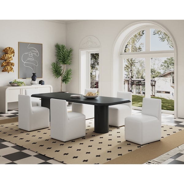 Manhattan Comfort Anna Square Faux Leather Dining Chair in Cream - DC058-CR