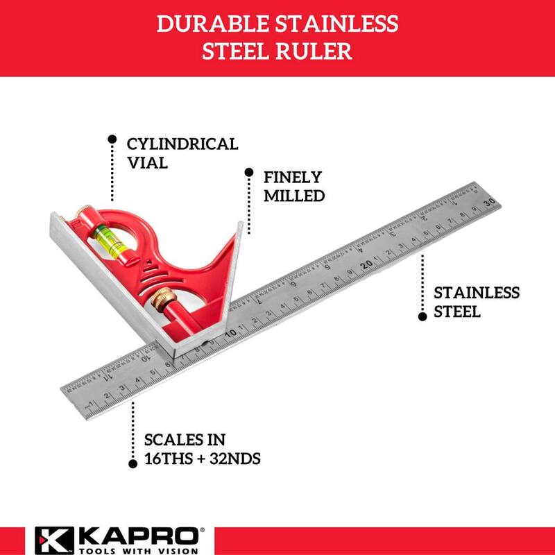 Kapro 12 in. Combination Square with Zinc Head and Stainless Steel Blade - 352-12