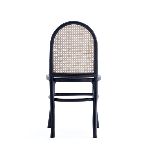 Manhattan Comfort Paragon Dining Chair 1.0 with Grey Cushions in Black and Cane, Set of 2 - DCCA05-GY