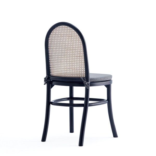 Manhattan Comfort Paragon Dining Chair 1.0 with Grey Cushions in Black and Cane, Set of 2 - DCCA05-GY