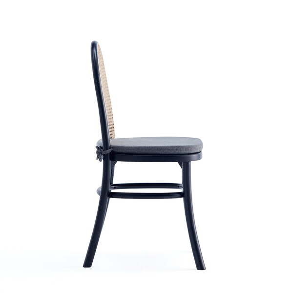 Manhattan Comfort Paragon Dining Chair 1.0 with Grey Cushions in Black and Cane, Set of 2 - DCCA05-GY