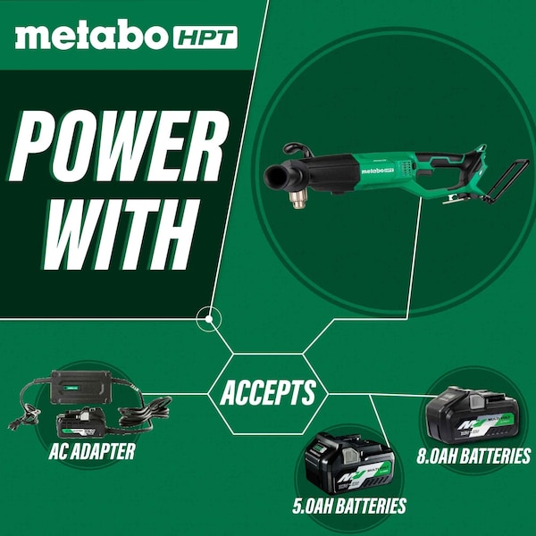 Metabo Hpt 36V MV Cordless 1/2in High Power Right Angle Drill Bare - D36DYAQ4M