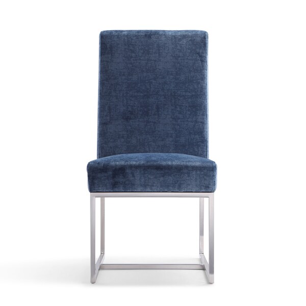 Manhattan Comfort Element Velvet Dining Chair in Blue (Set of 2) - 2-DC030-BL