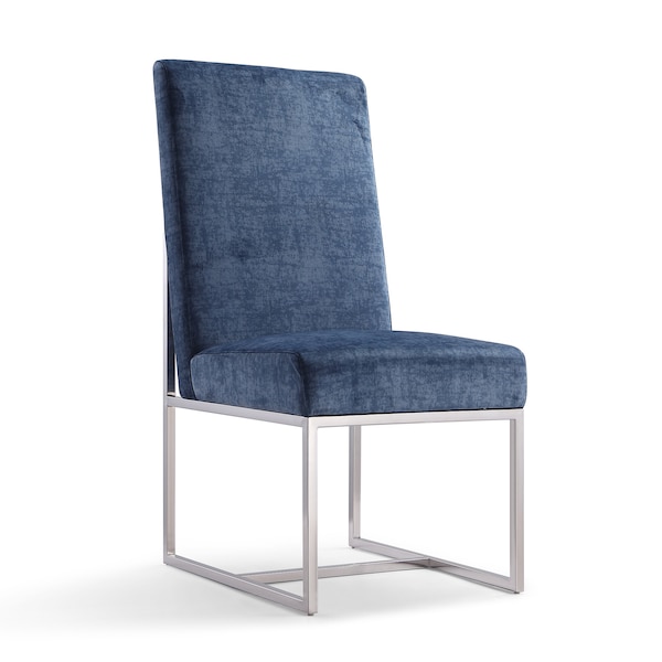 Manhattan Comfort Element Velvet Dining Chair in Blue (Set of 2) - 2-DC030-BL