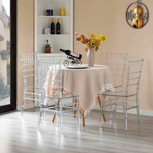 Fabulaxe Modern Acrylic Stackable Chiavari Dining Chair, Clear Party Chair, Crystal Acrylic Chair - QI004658.CL