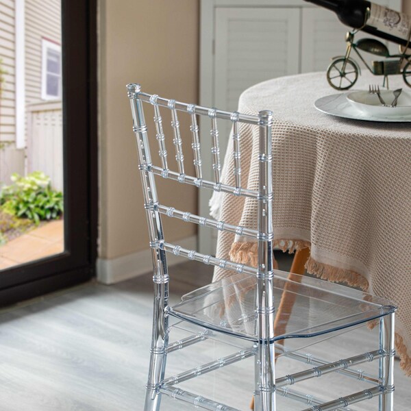 Fabulaxe Modern Acrylic Stackable Chiavari Dining Chair, Clear Party Chair, Crystal Acrylic Chair - QI004658.CL