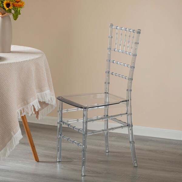 Fabulaxe Modern Acrylic Stackable Chiavari Dining Chair, Clear Party Chair, Crystal Acrylic Chair - QI004658.CL