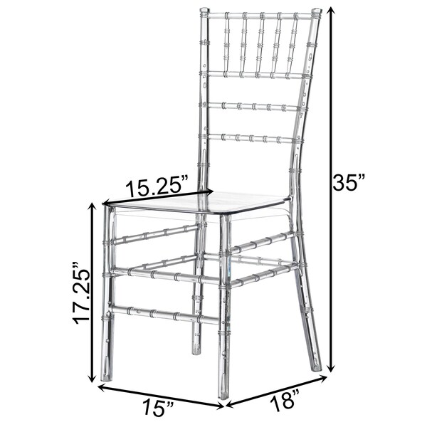 Fabulaxe Modern Acrylic Stackable Chiavari Dining Chair, Clear Party Chair, Crystal Acrylic Chair - QI004658.CL