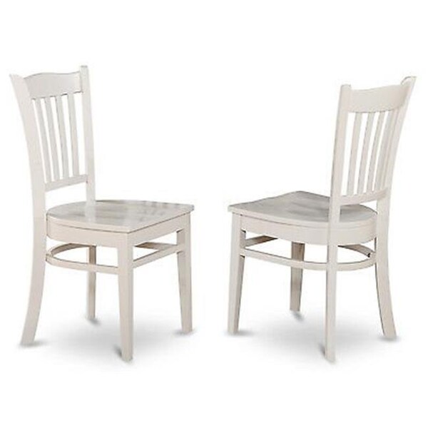 East West Furniture East West Furniture GRC-WHI-W Gronton Dining Chair with Wood Seat in Linen White Finish Pack of 2 - GRC-WHI-W