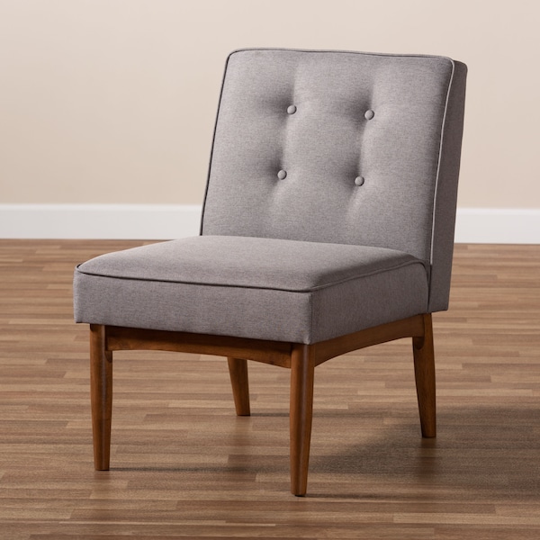Baxton Studio Arvid Mid-Century Gray Upholstered Wood Dining Chair - 155-9307