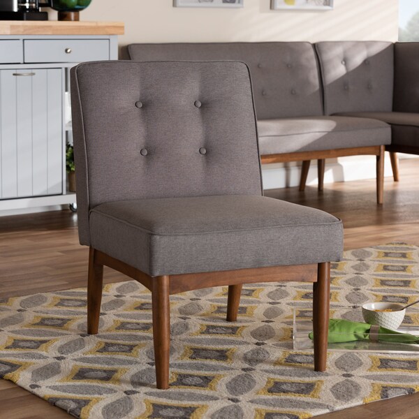 Baxton Studio Arvid Mid-Century Gray Upholstered Wood Dining Chair - 155-9307