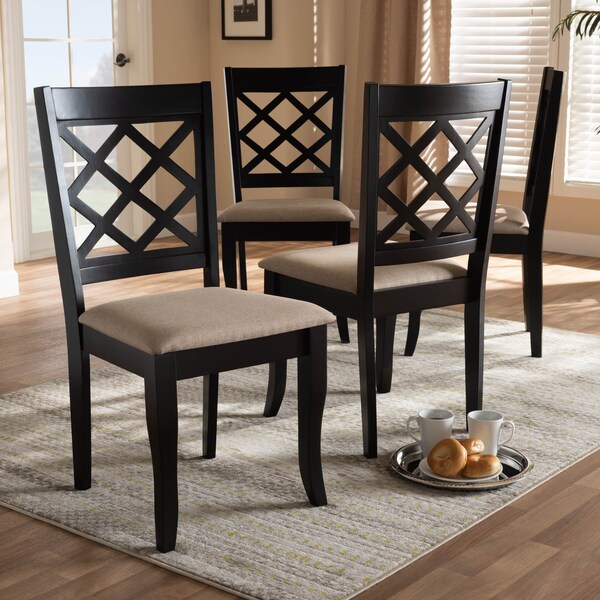 Baxton Studio Verner Sand Upholstered Espresso Finished Wood Dining Chair, PK4 - 157-9725