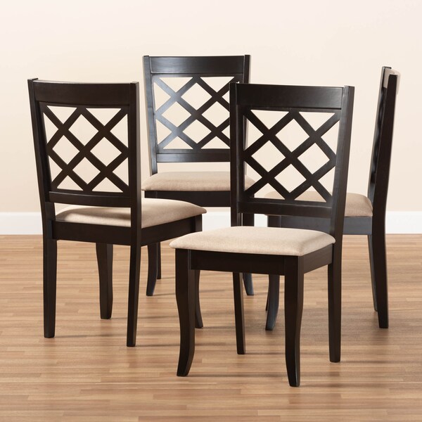Baxton Studio Verner Sand Upholstered Espresso Finished Wood Dining Chair, PK4 - 157-9725