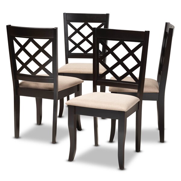 Baxton Studio Verner Sand Upholstered Espresso Finished Wood Dining Chair, PK4 - 157-9725