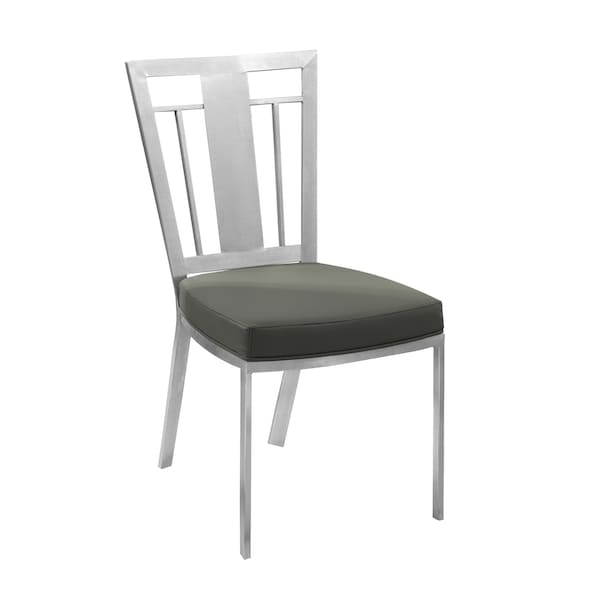 Armen Living Cleo Contemporary Dining Chair In Gray and Stainless Steel - Set of 2 - LCCLCHGRB201