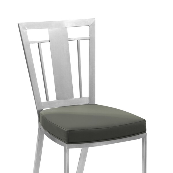 Armen Living Cleo Contemporary Dining Chair In Gray and Stainless Steel - Set of 2 - LCCLCHGRB201